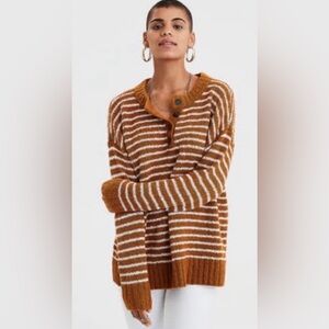 American Eagle Outfitters Striped Henley Sweater